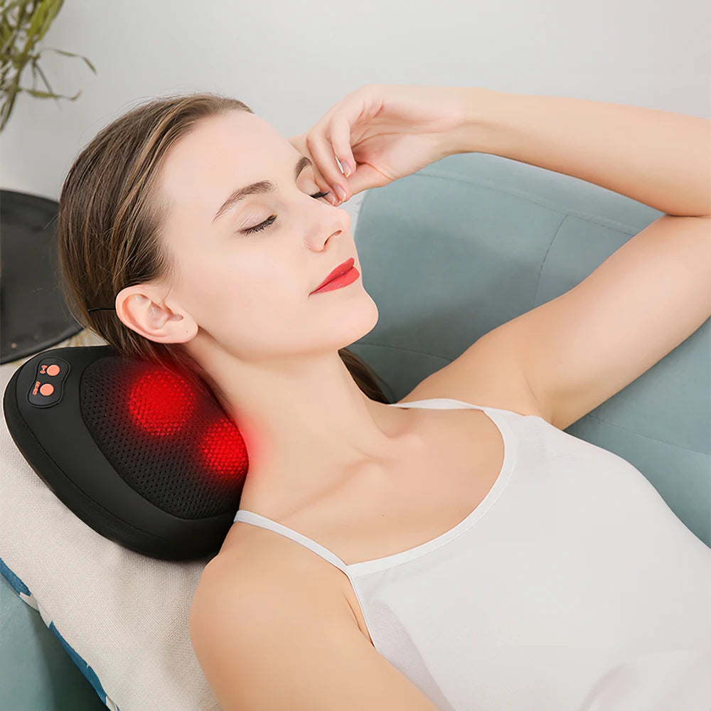 Multifunctional Neck Massager Shoulder Waist Back Car Home Cervical Massage Pillow 3 speeds