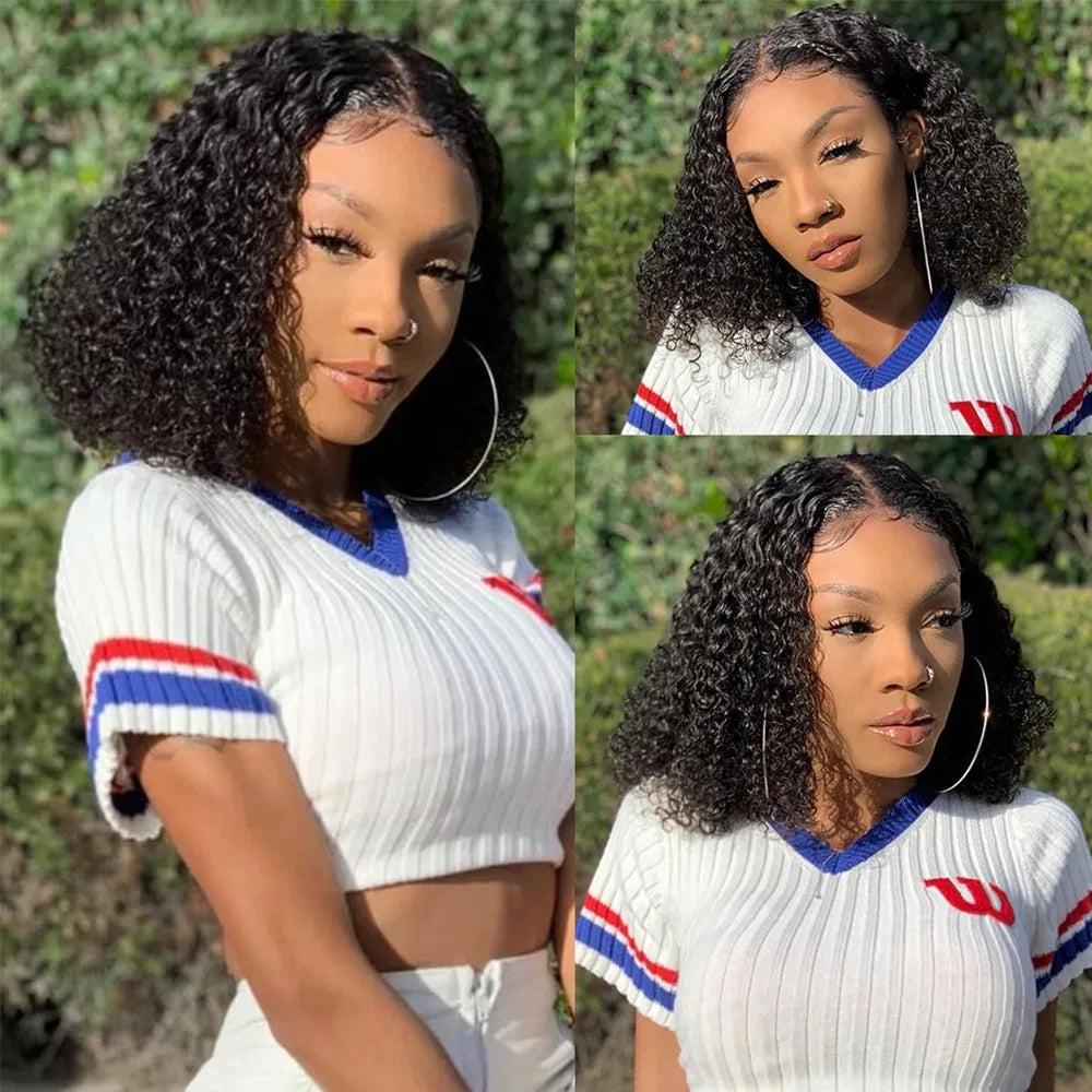 Glueless wigs Wear & Go Short Curly Bob Lace Front Human Hair Wigs PrePluck With Baby Hair Deep Wave Frontal Wig For Women