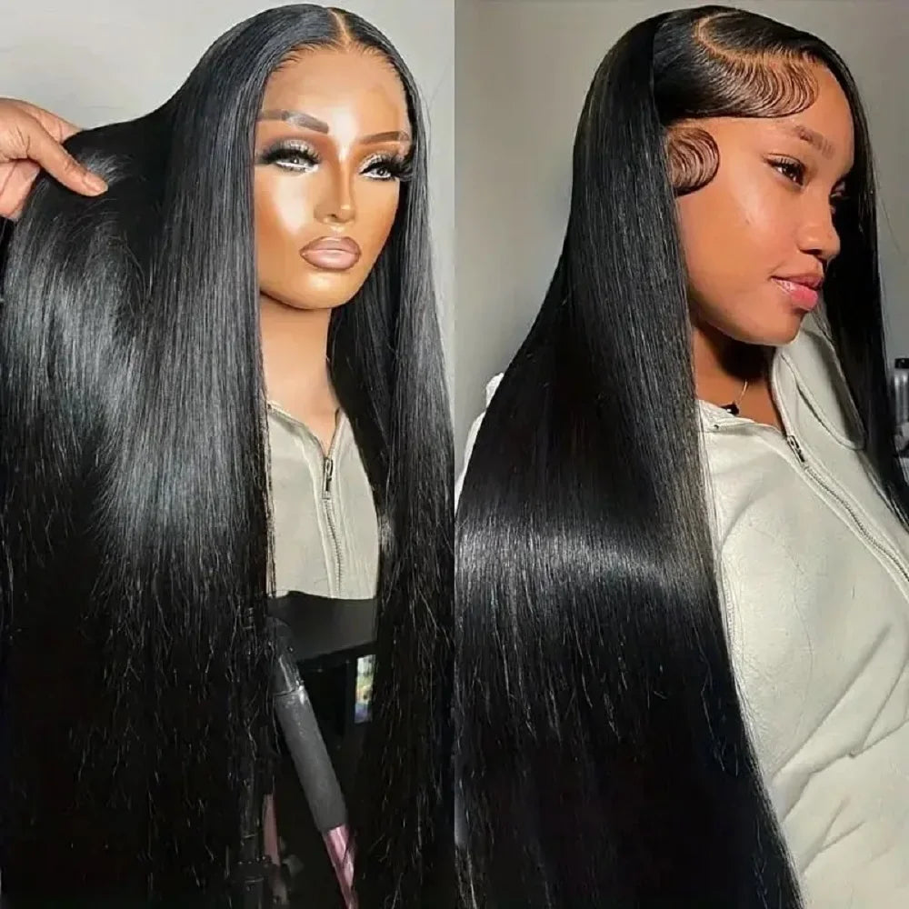 44 46 Long Inch 13x4 HD Lace Front Wig Brazilian Straight Human Hair Wig For Women 200 Density 13x6 Transparent Lace Frontal Wig