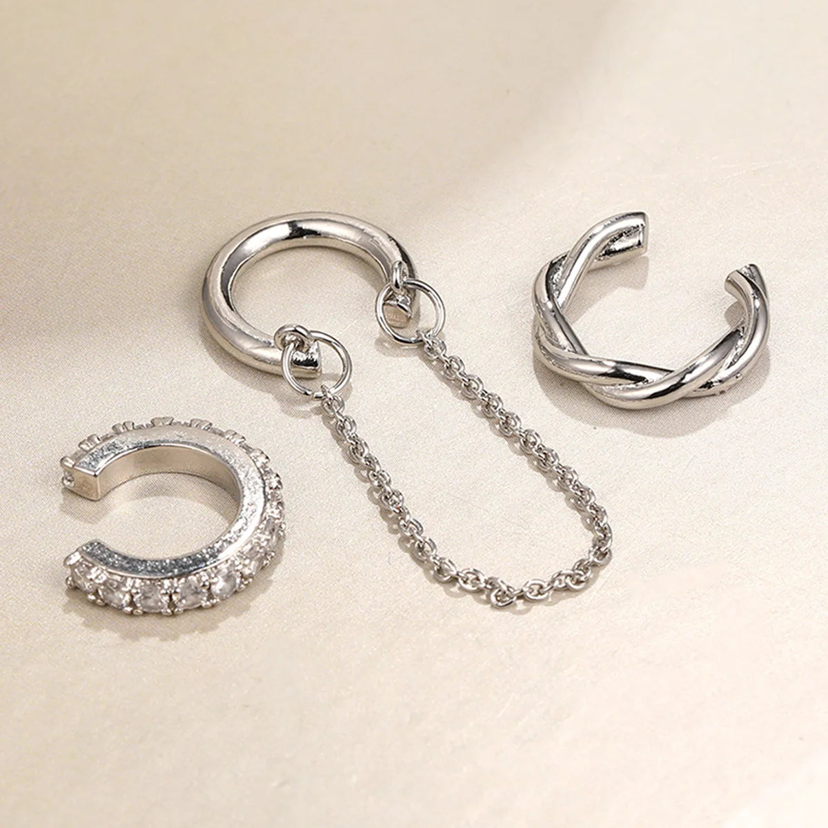 3Pcs Simple Crystal Ear Cuff For Women Teens Gold Silver Color Non Piercing Fake Cartilage Clip Earrings Set Fashion Jewelry