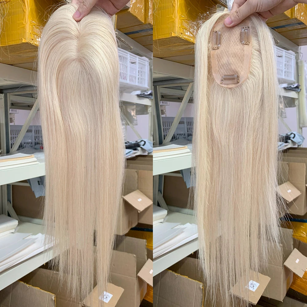 Premium 3x5inch Silk Base Human Hair Toppers 14"-16" Hand-Crocheted 130% Density Breathable Ombre T3-60 100% Realistic Knot-Free