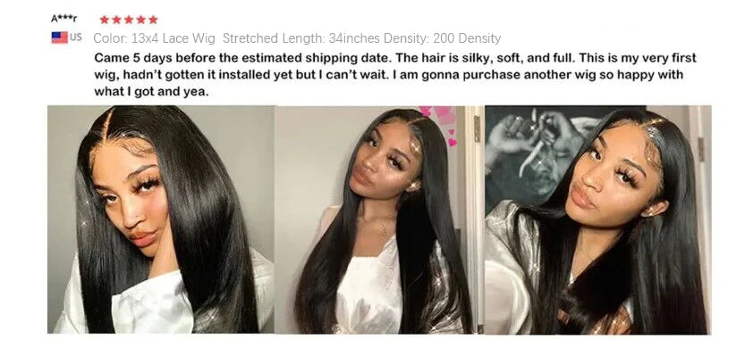 44 46 Long Inch 13x4 HD Lace Front Wig Brazilian Straight Human Hair Wig For Women 200 Density 13x6 Transparent Lace Frontal Wig