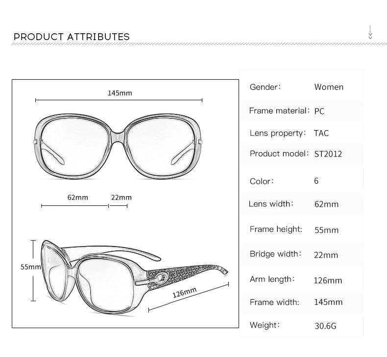 YSYX Polarized Women's Sunglasses Brand Designer Sun Glasses Fashion Classic Big Frame Glass Female Vintage Oculos De Sol ST2012