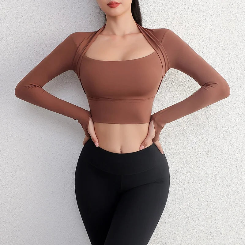 Cloud Hide Women Yoga Shirt Long Sleeve Crop Top Lady Sports Gym Blouse Fitness T-Shirt Workout Sportswear Autumn Winter Clothes