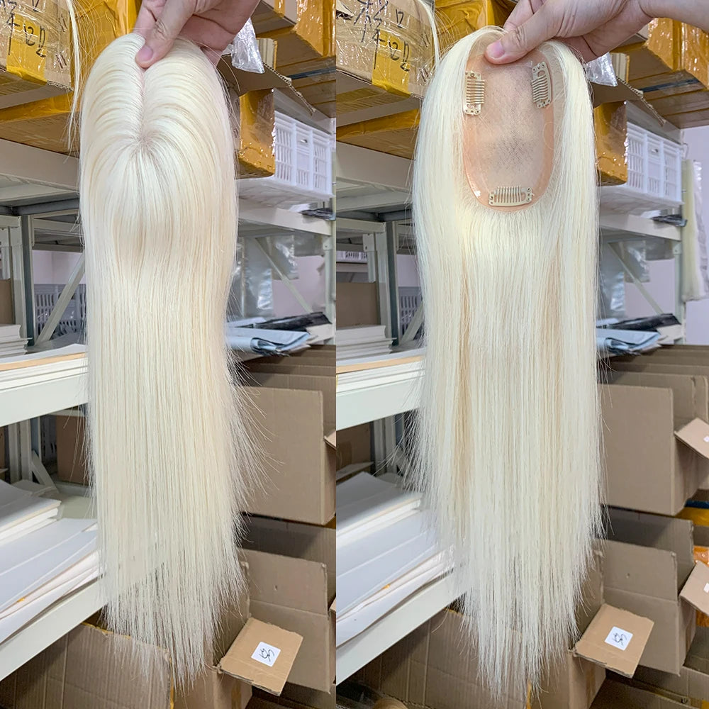 Premium 3x5inch Silk Base Human Hair Toppers 14"-16" Hand-Crocheted 130% Density Breathable Ombre T3-60 100% Realistic Knot-Free