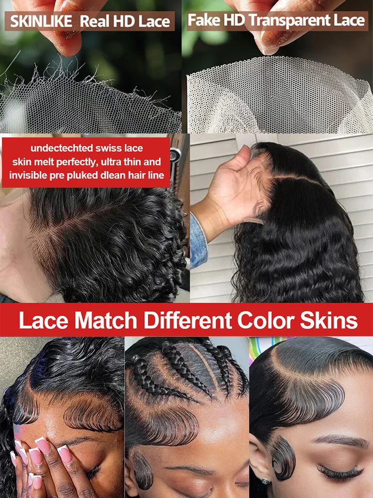 100% Human Hair 13x6 HD Deep Wave Lace Frontal Wigs 13x4 Water Curly 5x5 Glueless Lace Front Wig 30 40 Inch Closure Kinky WearGo