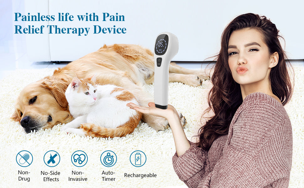 2x808nm Laser Human/Vet Device with LED Display Joint&Muscles Pain Relief for Infrared Light LLLT Physiotherapy Equipment