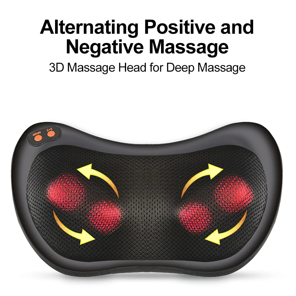 Multifunctional Neck Massager Shoulder Waist Back Car Home Cervical Massage Pillow 3 speeds