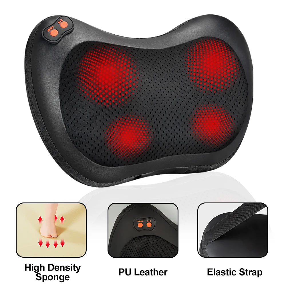 Multifunctional Neck Massager Shoulder Waist Back Car Home Cervical Massage Pillow 3 speeds