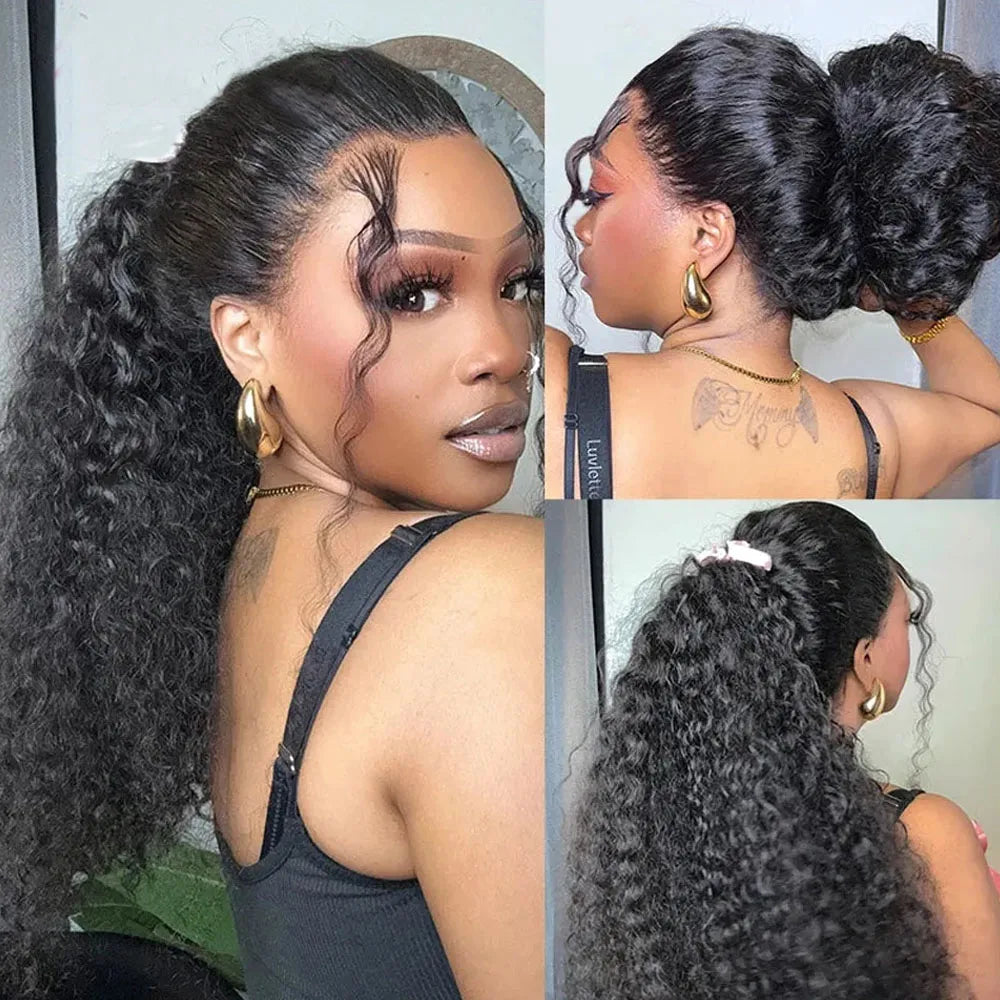 250 Density Deep Curly Wave 360 Full Hd Lace Front Human Hair Wig Water Wave 13X6 Lace Frontal Wig Glueless Wig 100% Human Hair