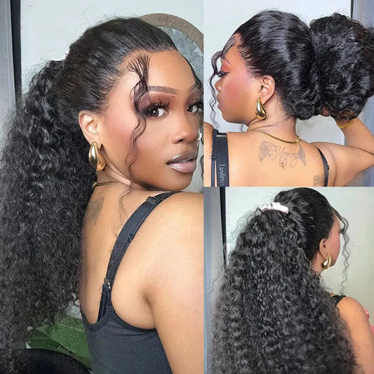 250 Density Deep Curly Wave 360 Full Hd Lace Front Human Hair Wig Water Wave 13X6 Lace Frontal Wig Glueless Wig 100% Human Hair
