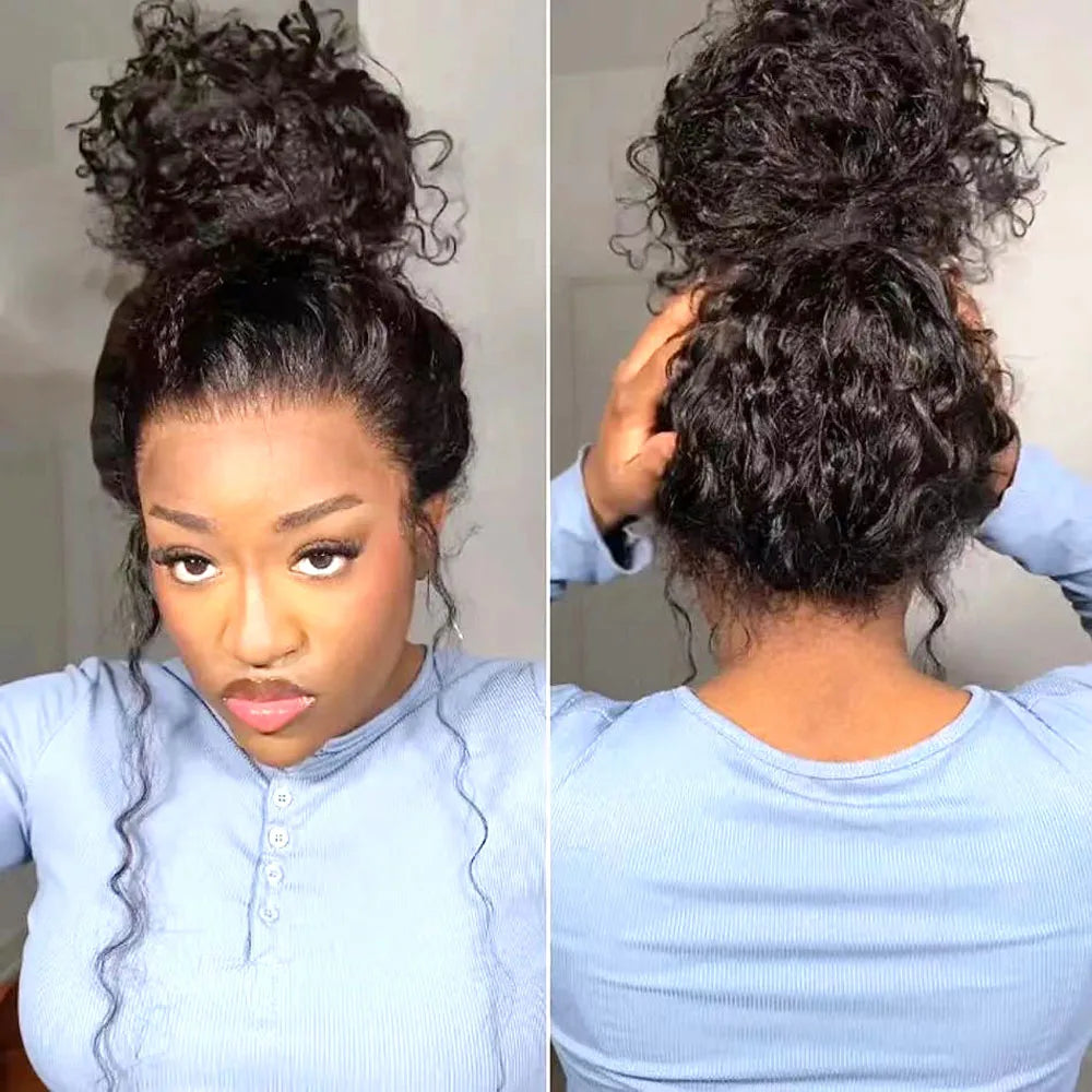 250 Density Deep Curly Wave 360 Full Hd Lace Front Human Hair Wig Water Wave 13X6 Lace Frontal Wig Glueless Wig 100% Human Hair