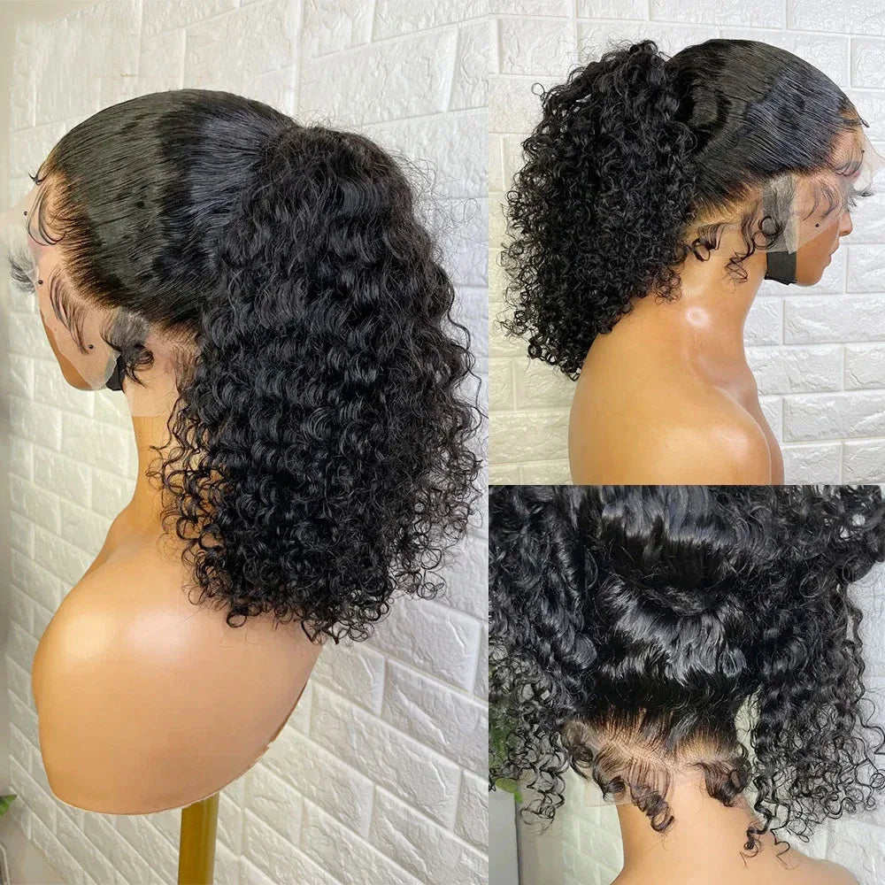 250 Density Deep Curly Wave 360 Full Hd Lace Front Human Hair Wig Water Wave 13X6 Lace Frontal Wig Glueless Wig 100% Human Hair