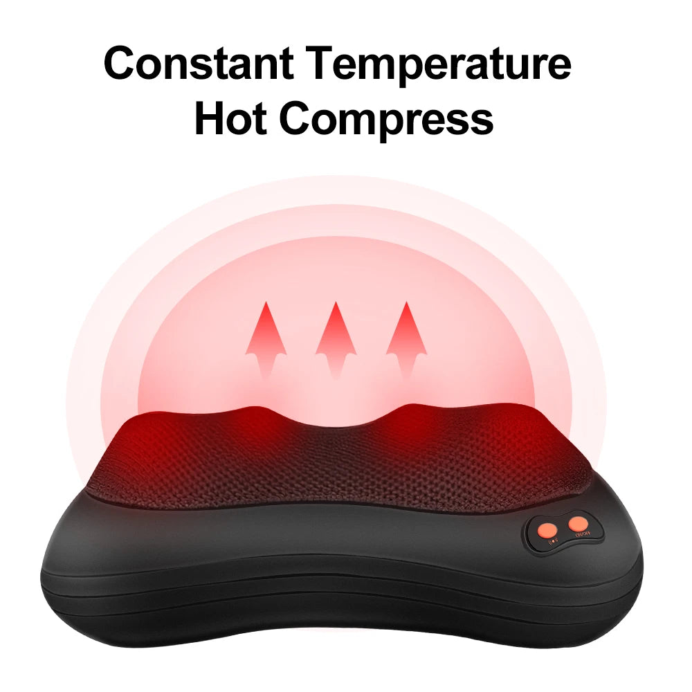 Multifunctional Neck Massager Shoulder Waist Back Car Home Cervical Massage Pillow 3 speeds