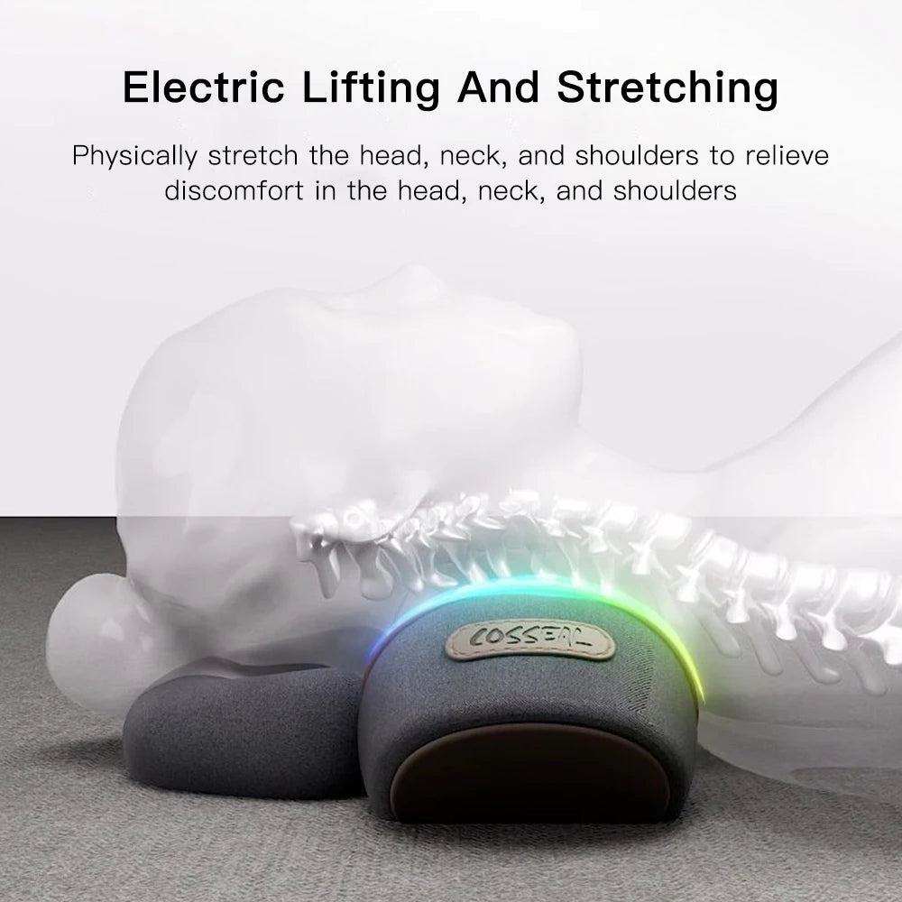 3 In 1 Neck Massager Pillow Electric Cervical Pillow Lifting Traction Relax Hot Compress Vibration Massage Neck Pain Relief