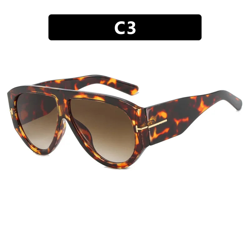 New Vintage Woman Oval Shape Sunglasses Large Frame  Sun Glasses Trendy Street Shoot Shades Eyewear UV400 Gafas De ol