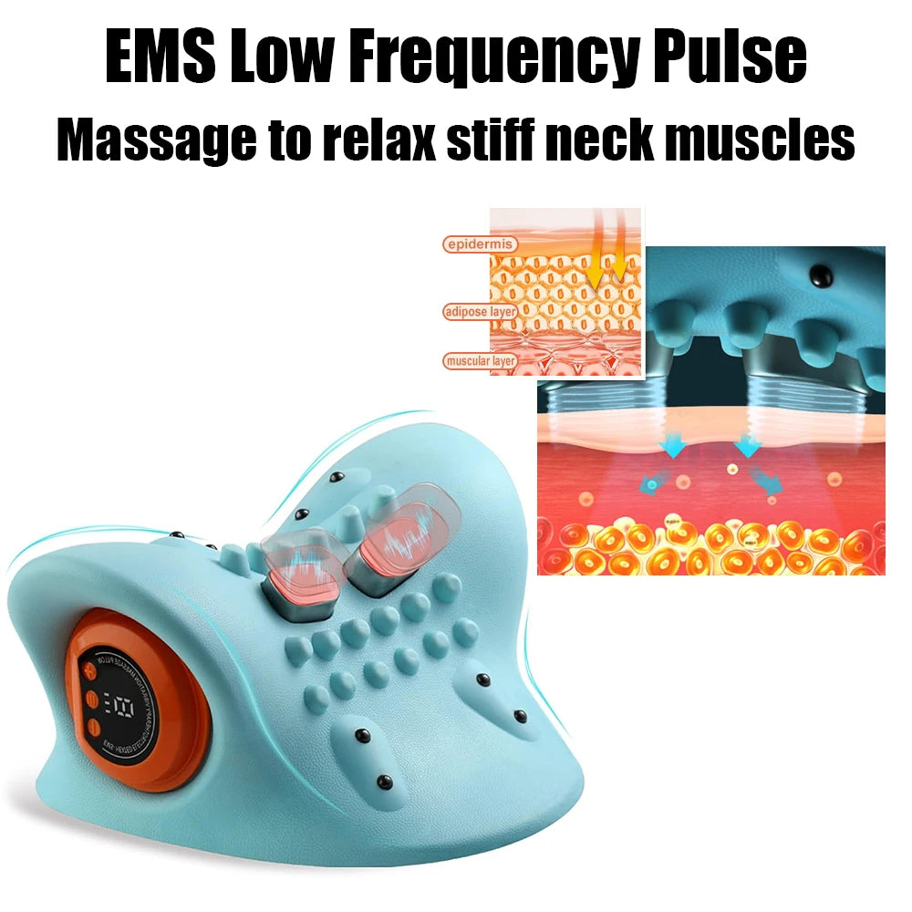 Electric Cervical Massager Neck Stretcher Chiropractic Traction Head Acupoint Massage Pillow Shouder Body Massager