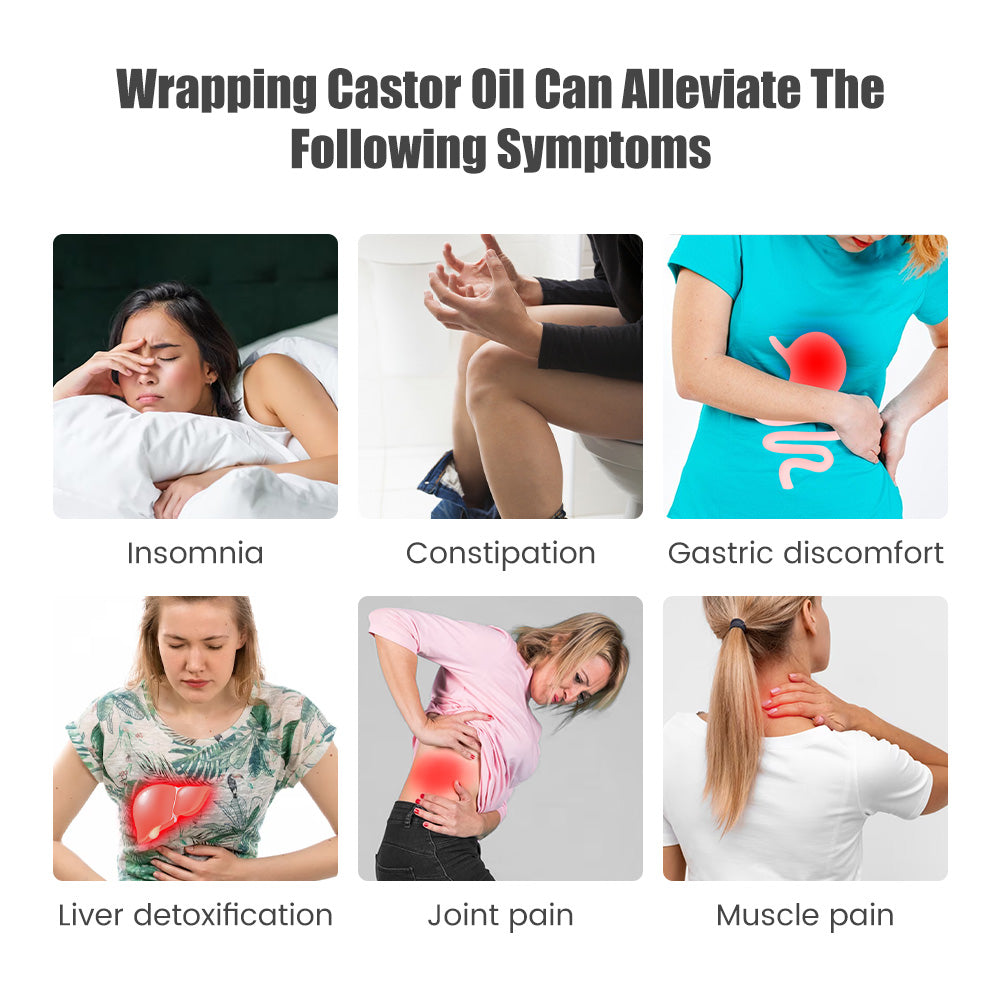 Castor Oil Pack Wrap Reusable Organic Cotton Castor Oil Packs with Adjustable Elastic Strap Castor Oil Compress Packs for Body