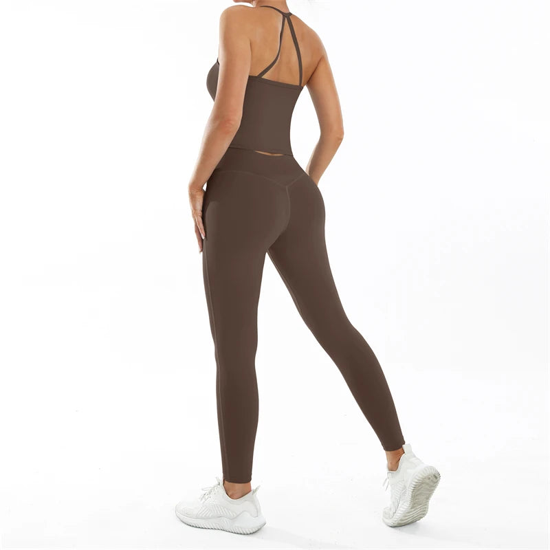 Nude Feel Fitness Suit Sports Set Women's Tracksuit Sexy Yoga Outfits Gym Sportswear Legging And Underwear Workout Clothes Woman