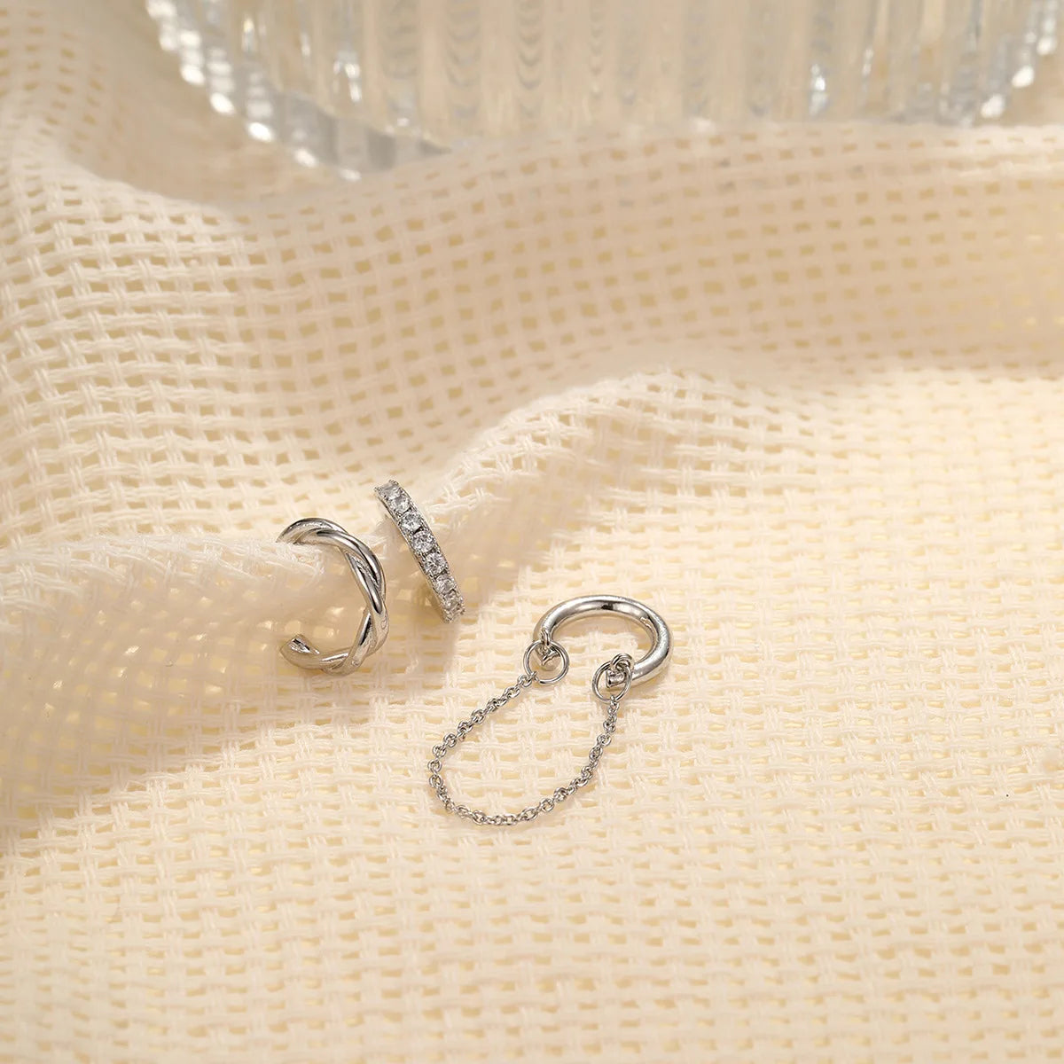 3Pcs Simple Crystal Ear Cuff For Women Teens Gold Silver Color Non Piercing Fake Cartilage Clip Earrings Set Fashion Jewelry