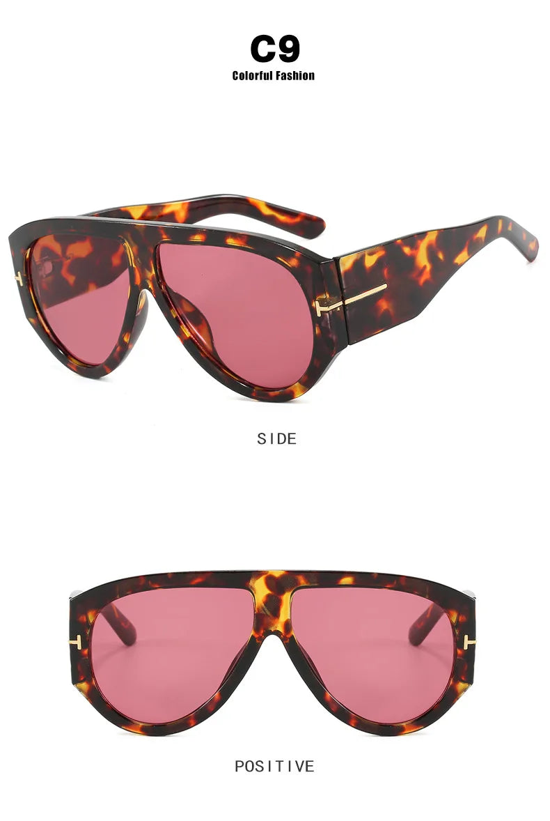 New Vintage Woman Oval Shape Sunglasses Large Frame  Sun Glasses Trendy Street Shoot Shades Eyewear UV400 Gafas De ol