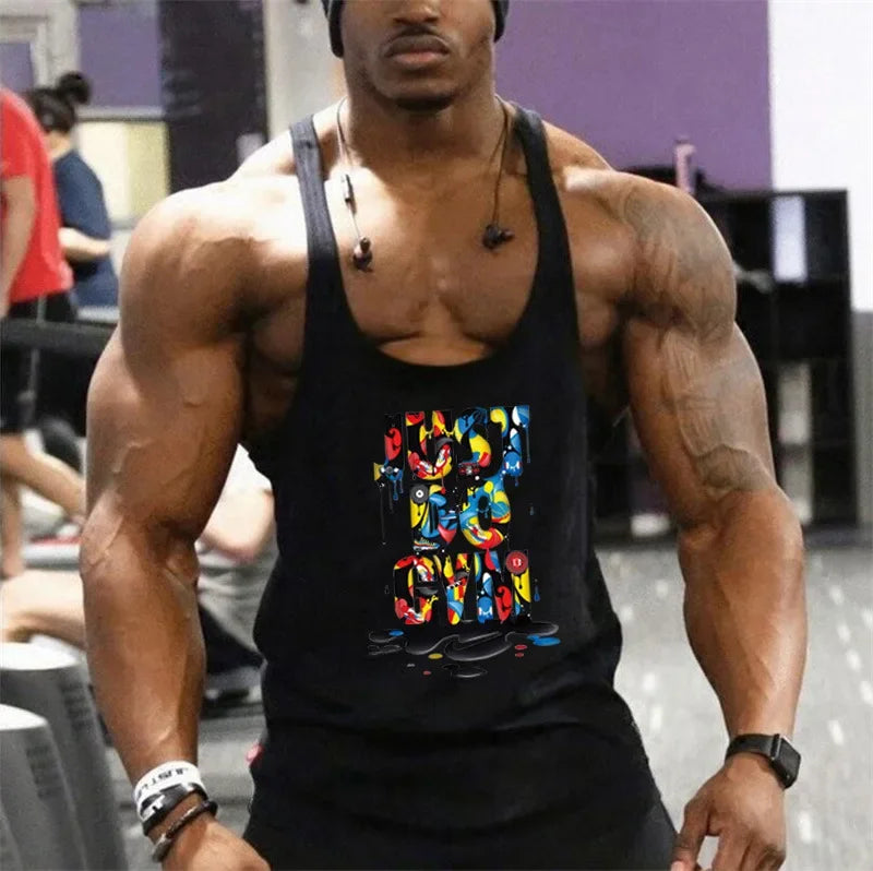 Men's Fashionable Summer Muscle Tank Top Gym Fitness Running Sports T-Shirt Thin Strap Cotton Athleticwear for Men