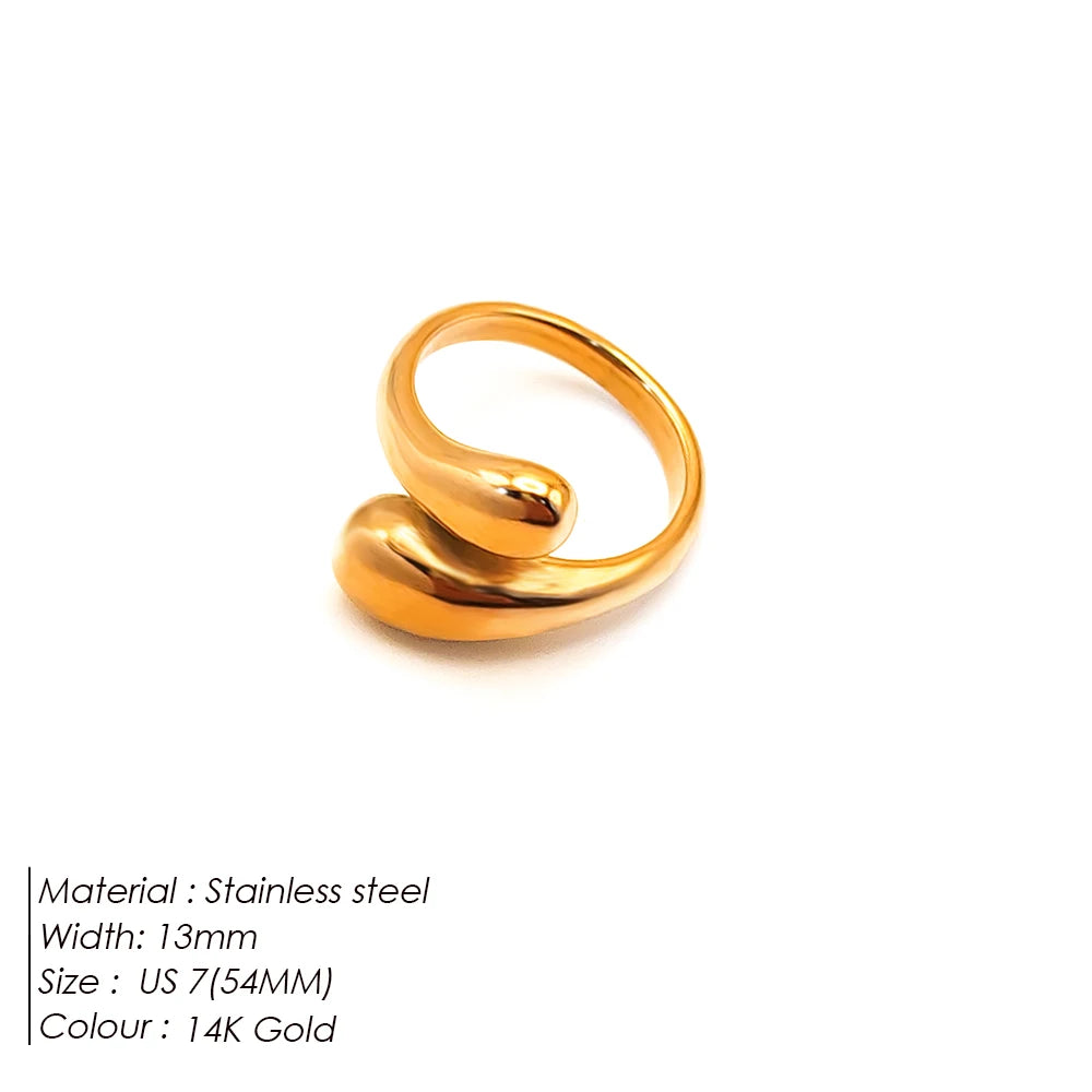 eManco Minimalist Rectangle Shell Personalized Frosted Stainless steel Women's ring Gold/Silver Color Girl Jewelr