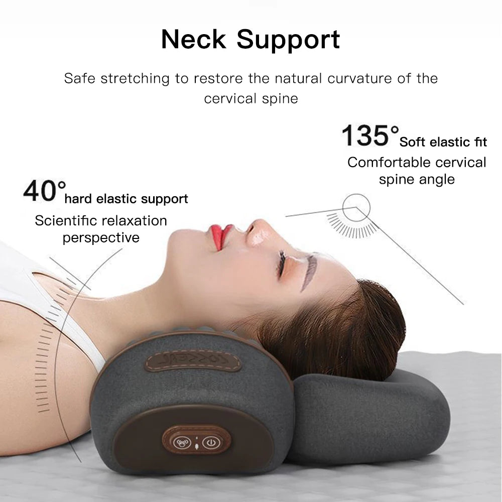 3 In 1 Neck Massager Pillow Electric Cervical Pillow Lifting Traction Relax Hot Compress Vibration Massage Neck Pain Relief