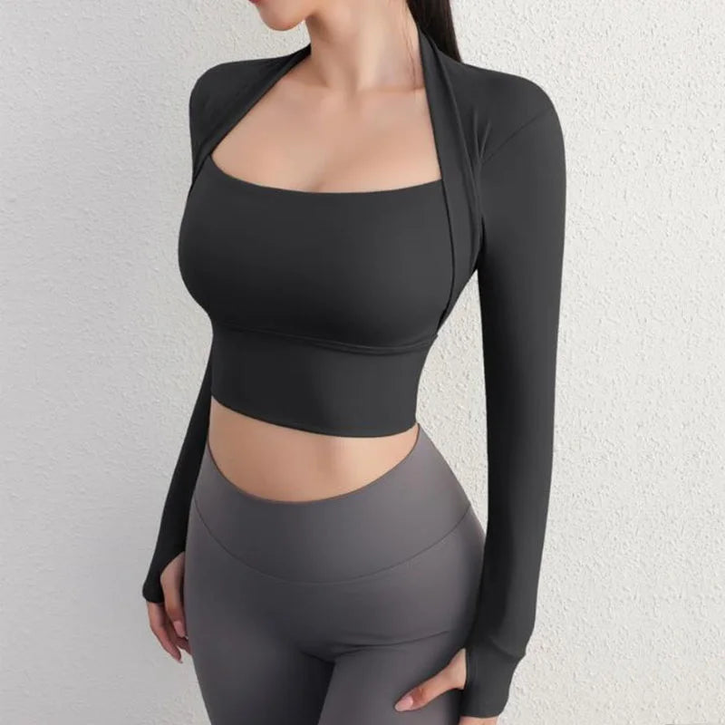 Cloud Hide Women Yoga Shirt Long Sleeve Crop Top Lady Sports Gym Blouse Fitness T-Shirt Workout Sportswear Autumn Winter Clothes