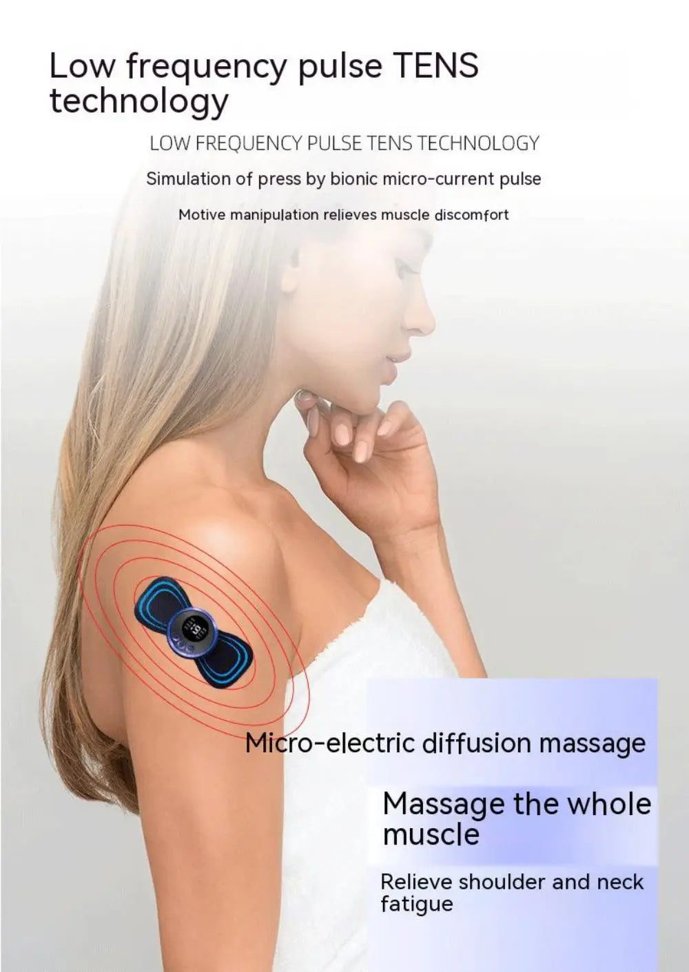 Neck Massager Mini Portable EMS Electric Cervical Massage Patch Pulse Body Muscle Stimulator Pads Relieve Fatigue Relax Tool