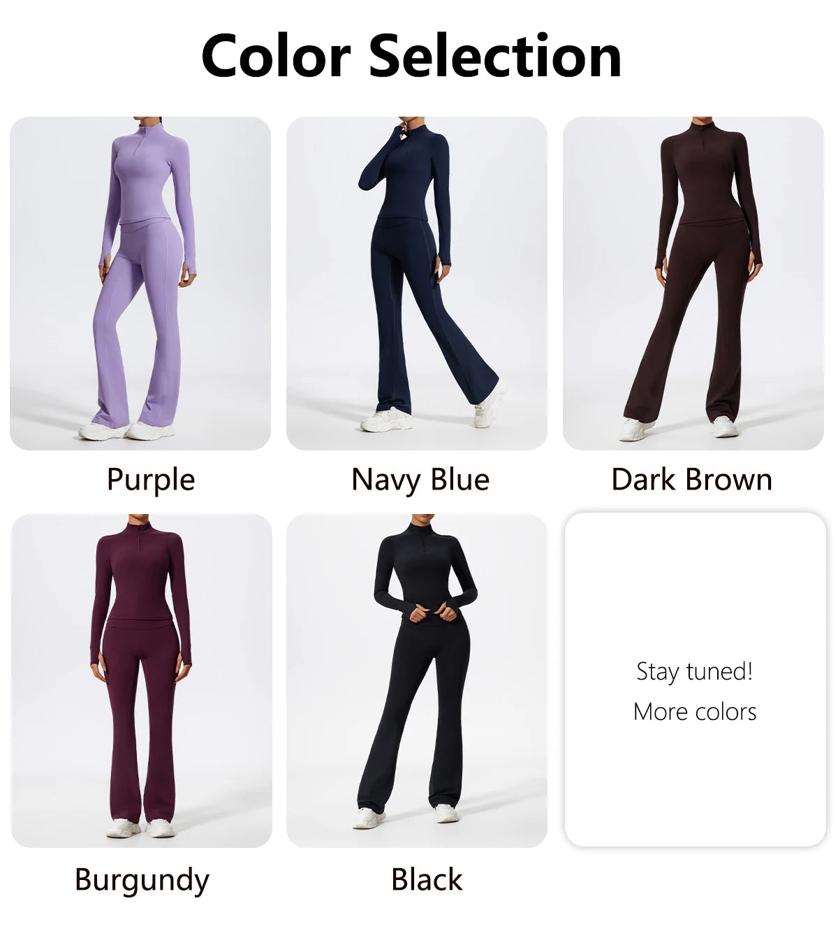 Hearuisavy Half Zipper Yoga Suit Outdoor Workout Clothing Casual Gym Set Women Flared Pants 2Pcs Sports Long Sleeves Shirt Suit