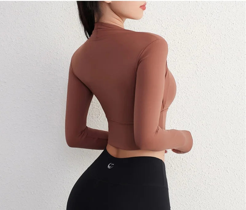 Cloud Hide Women Yoga Shirt Long Sleeve Crop Top Lady Sports Gym Blouse Fitness T-Shirt Workout Sportswear Autumn Winter Clothes