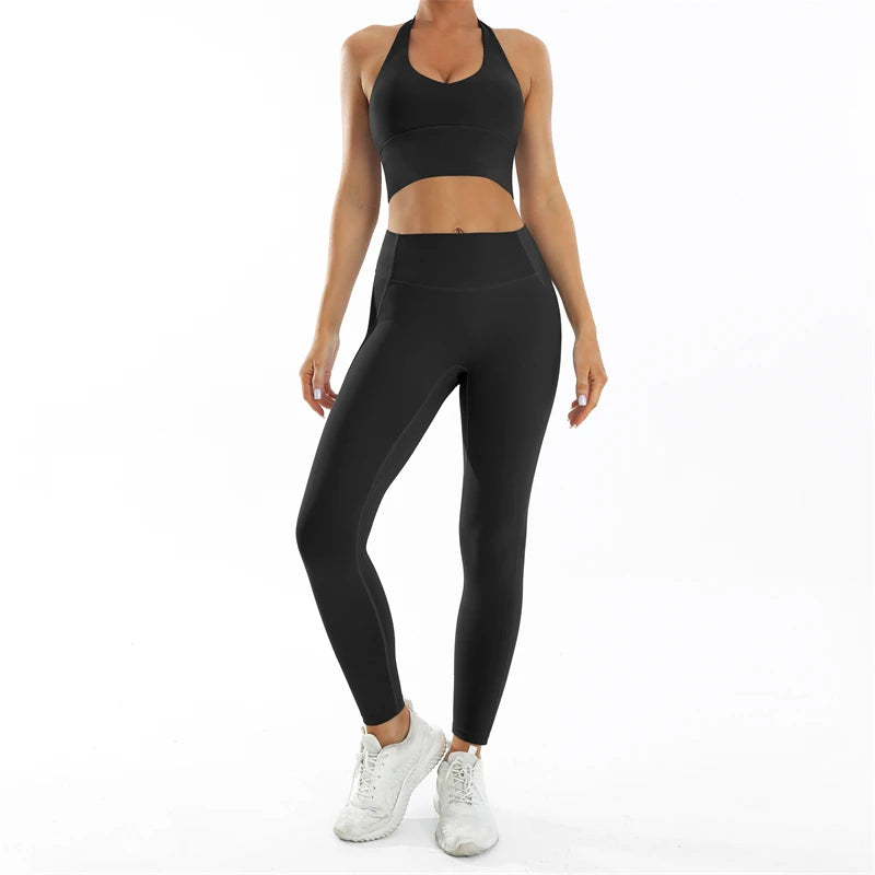 Nude Feel Fitness Suit Sports Set Women's Tracksuit Sexy Yoga Outfits Gym Sportswear Legging And Underwear Workout Clothes Woman