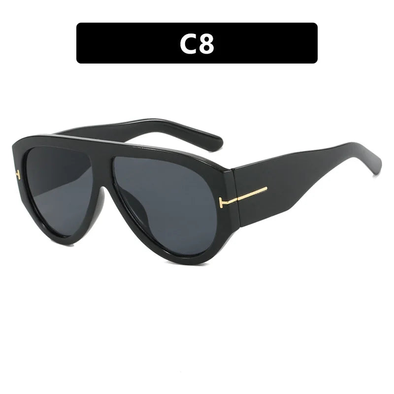 New Vintage Woman Oval Shape Sunglasses Large Frame  Sun Glasses Trendy Street Shoot Shades Eyewear UV400 Gafas De ol