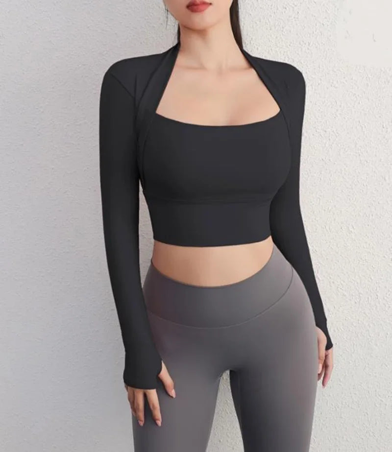 Cloud Hide Women Yoga Shirt Long Sleeve Crop Top Lady Sports Gym Blouse Fitness T-Shirt Workout Sportswear Autumn Winter Clothes