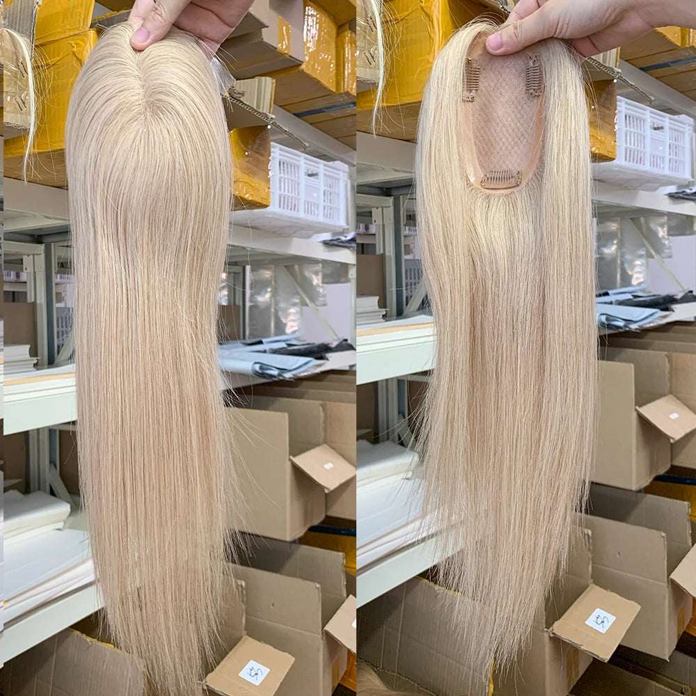 Premium 3x5inch Silk Base Human Hair Toppers 14"-16" Hand-Crocheted 130% Density Breathable Ombre T3-60 100% Realistic Knot-Free