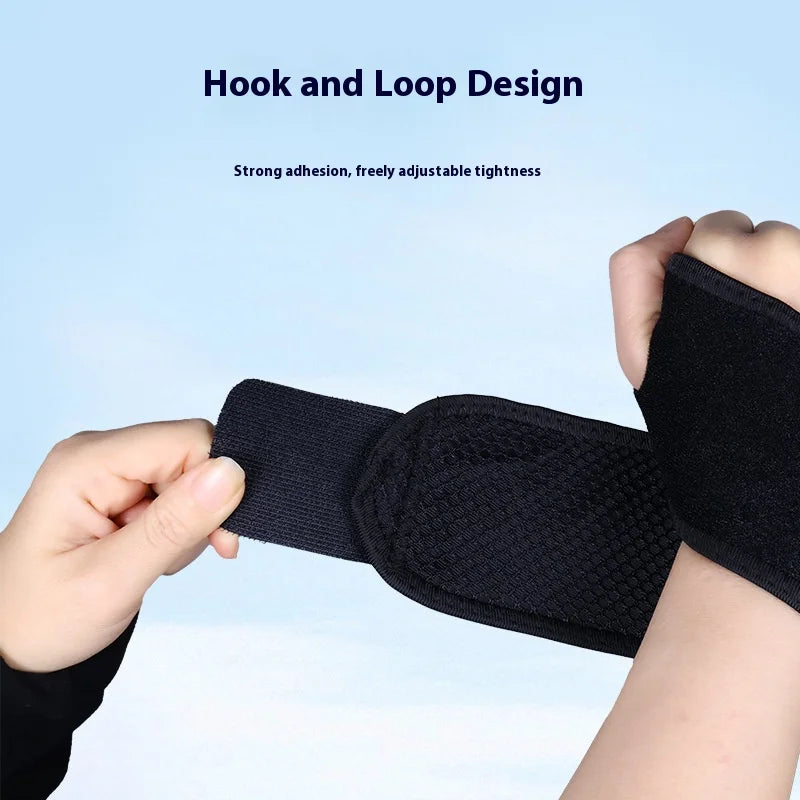 Electrically heated wrist brace with adjustable and breathable black strap for sports and hand joint protection tools