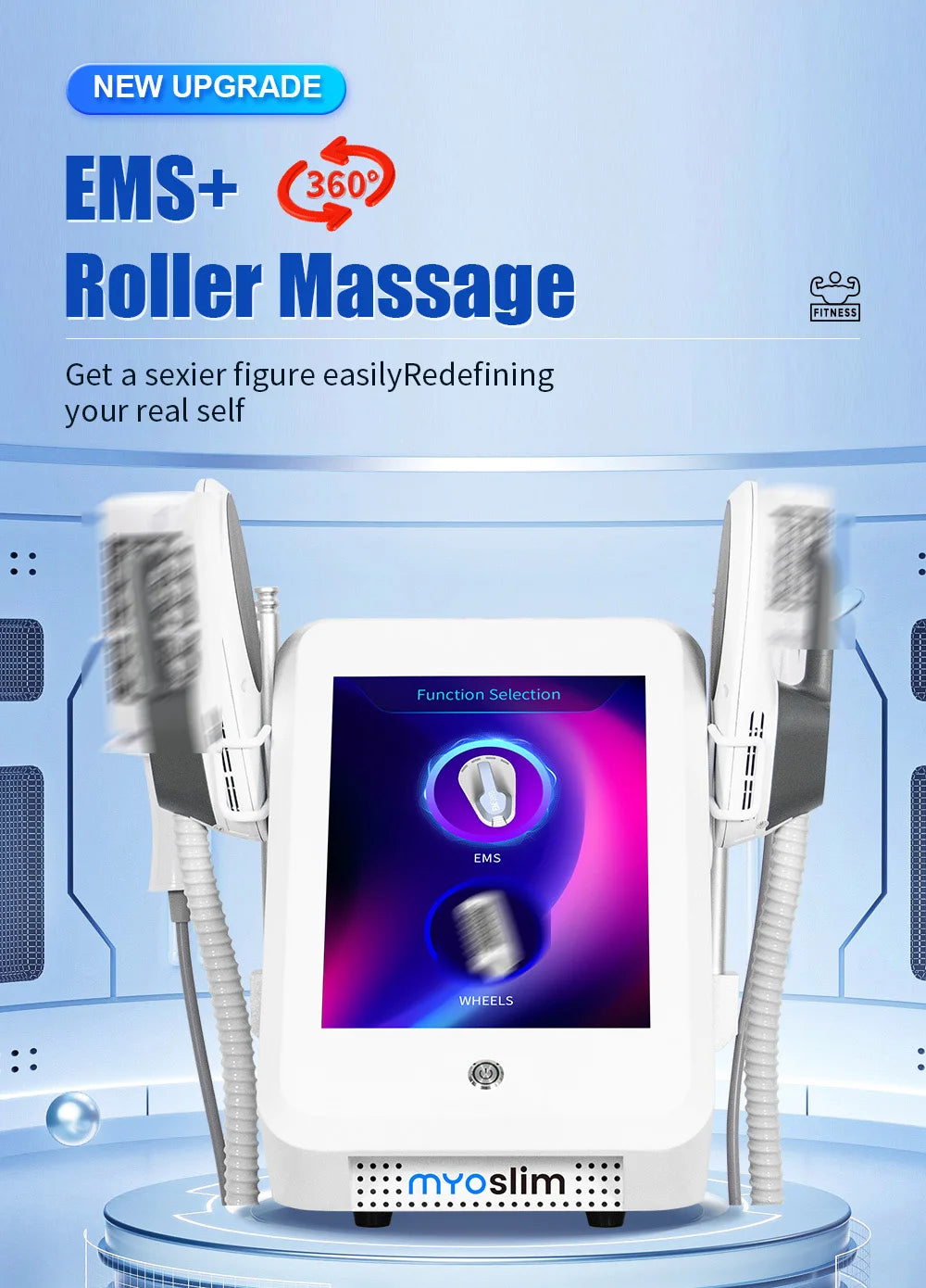 New Myoslim Desktop RF Body Shaping Machine Pro Roller Massage Magnetic Slimming EMS Fat Reduction Weight Loss White Equipment