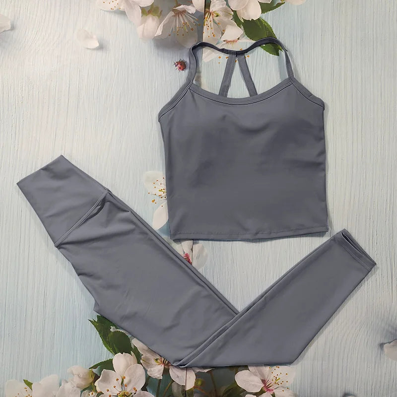 Nude Feel Fitness Suit Sports Set Women's Tracksuit Sexy Yoga Outfits Gym Sportswear Legging And Underwear Workout Clothes Woman