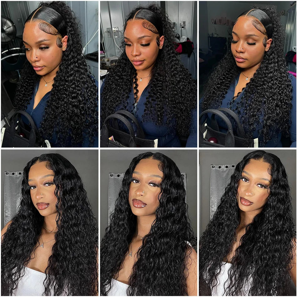 100% Human Hair 13x6 HD Deep Wave Lace Frontal Wigs 13x4 Water Curly 5x5 Glueless Lace Front Wig 30 40 Inch Closure Kinky WearGo