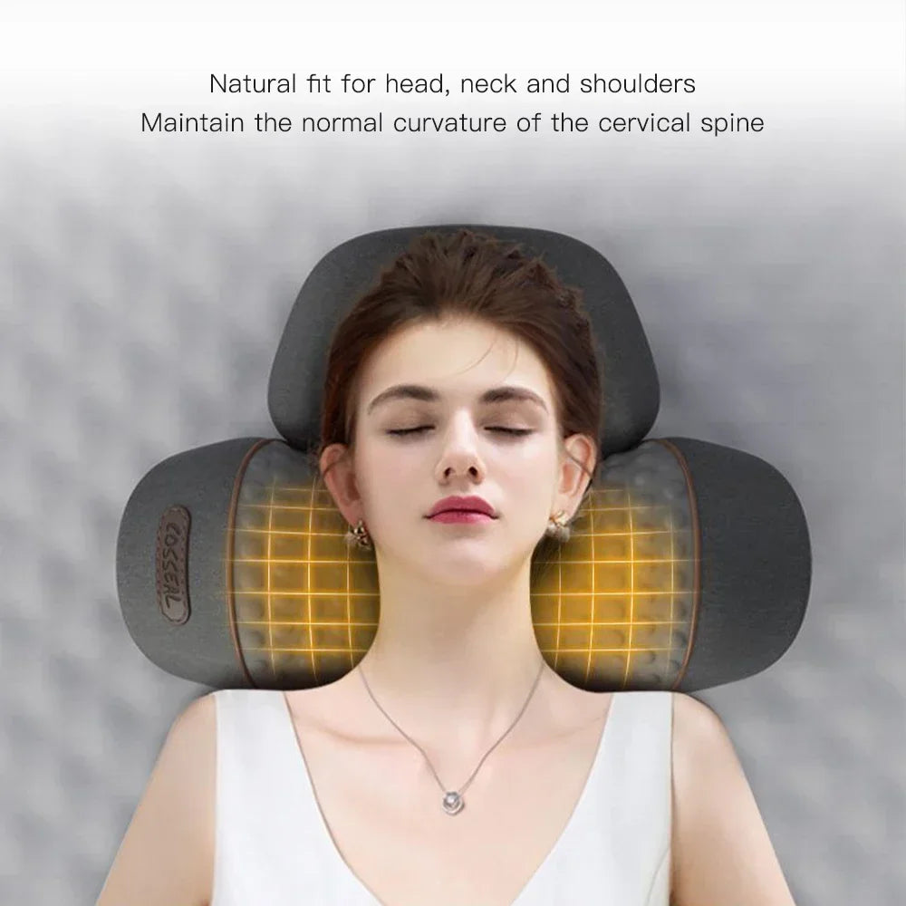 Electric Neck Massager Cervical Pillow Hot Compress Neck Stretch Heating Vibration Neck Shoulder Massage Pillow Back Traction