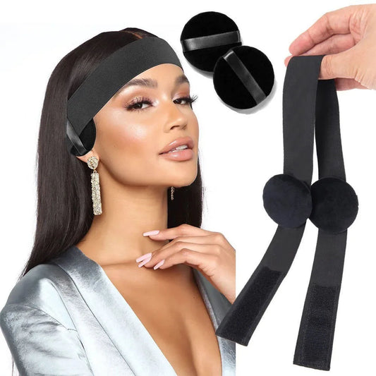 Black Lace Melting Band with Ear Cover Elastic Edge Wrap Wig Headband for Lace Frontal Wigs Wig Making Accessories