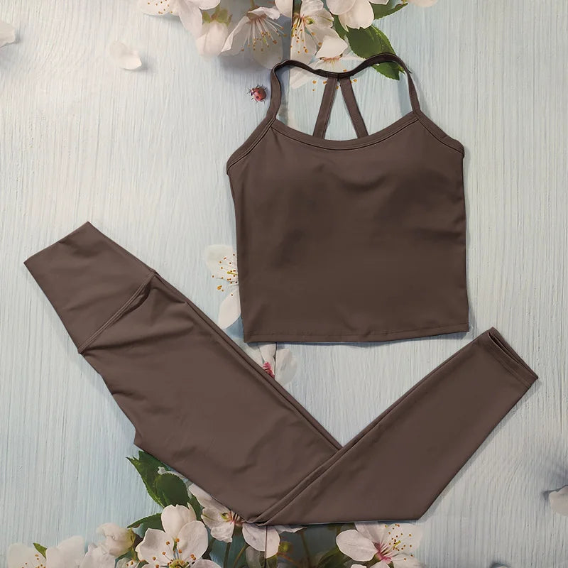 Nude Feel Fitness Suit Sports Set Women's Tracksuit Sexy Yoga Outfits Gym Sportswear Legging And Underwear Workout Clothes Woman