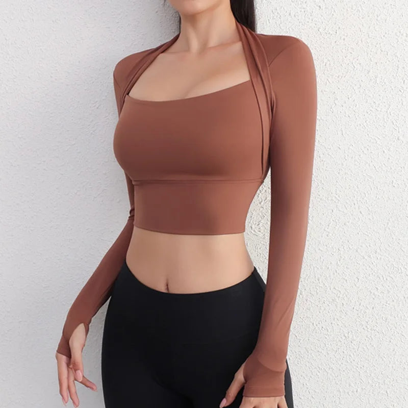 Cloud Hide Women Yoga Shirt Long Sleeve Crop Top Lady Sports Gym Blouse Fitness T-Shirt Workout Sportswear Autumn Winter Clothes