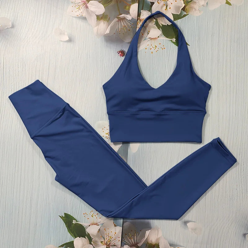 Nude Feel Fitness Suit Sports Set Women's Tracksuit Sexy Yoga Outfits Gym Sportswear Legging And Underwear Workout Clothes Woman
