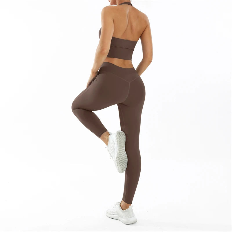 Nude Feel Fitness Suit Sports Set Women's Tracksuit Sexy Yoga Outfits Gym Sportswear Legging And Underwear Workout Clothes Woman