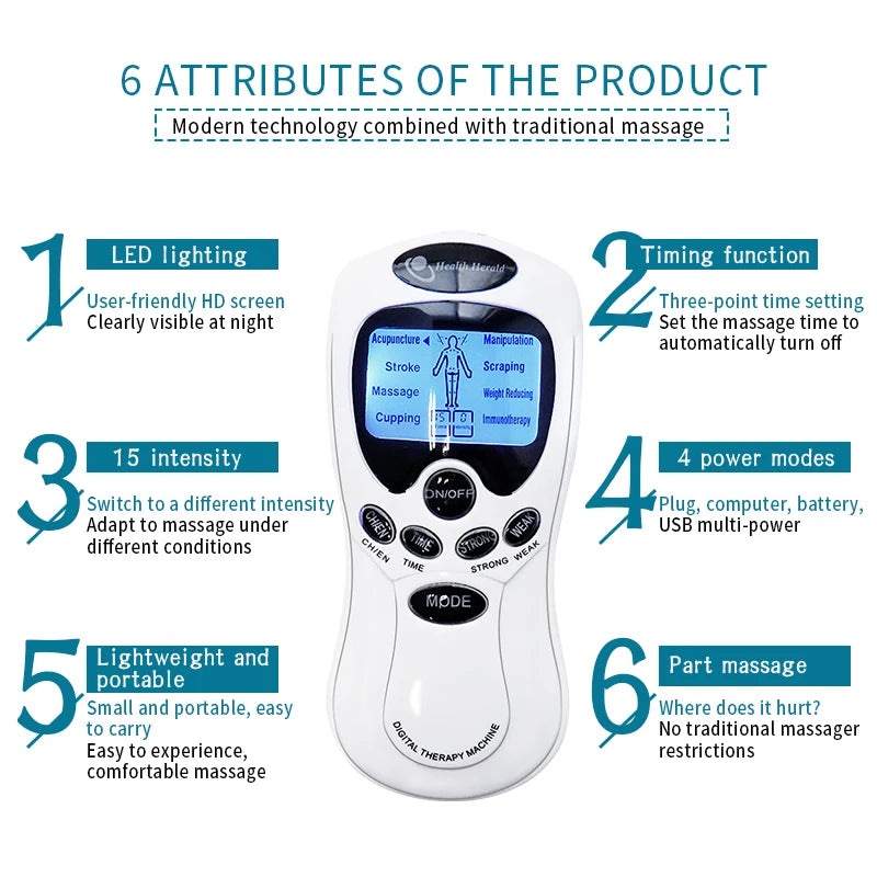 Tens Machine Physiotherapy Electronic Pulse Muscle Stimulator Relax Neck Back Shoulder Hand Pain Relief Electrotherapy