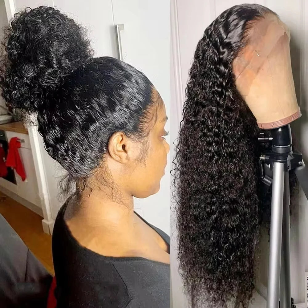 250 Density Deep Curly Wave 360 Full Hd Lace Front Human Hair Wig Water Wave 13X6 Lace Frontal Wig Glueless Wig 100% Human Hair