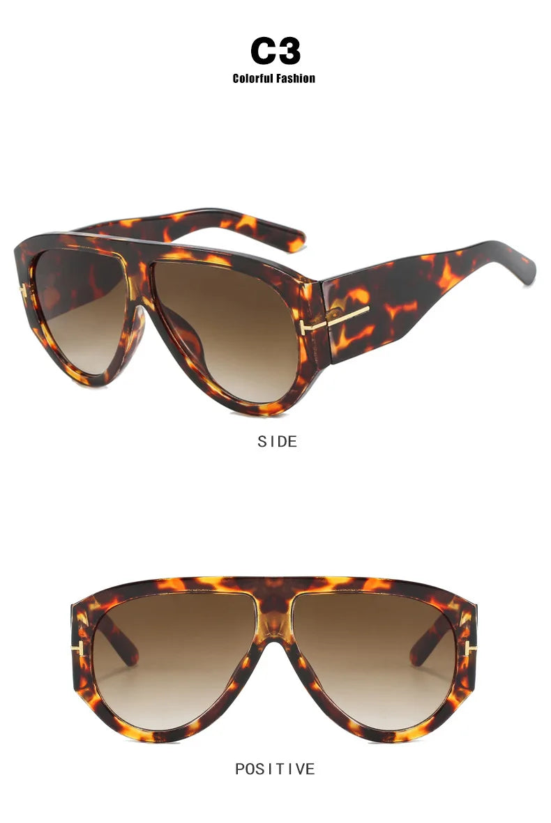 New Vintage Woman Oval Shape Sunglasses Large Frame  Sun Glasses Trendy Street Shoot Shades Eyewear UV400 Gafas De ol