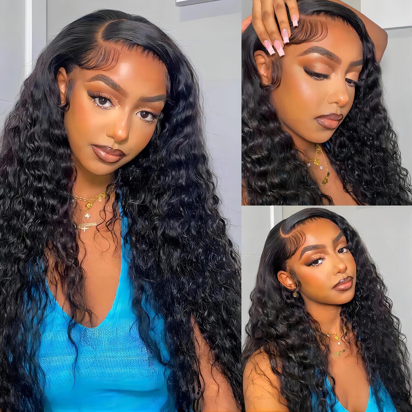 30 Inch Deep Wave Lace Front Wigs Human Hair 200 Density 13x4 HD Lace Frontal Wigs Human Hair Water Wave Curly Glueless Wigs